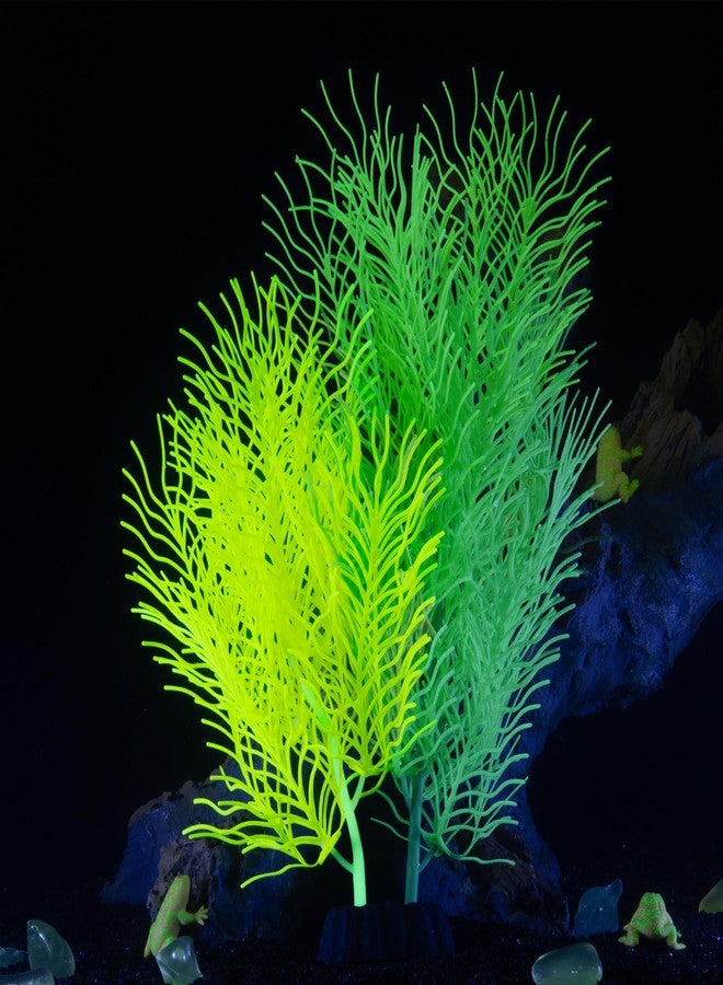 LPFLASAT Big-Yellow Aquarium Decor Artificial Plant Glowing Aquatic Plants Silicone Ornament for Fish Tank Landscape Decoration Betta Fish Tank Decor (1 Count) - Image 1